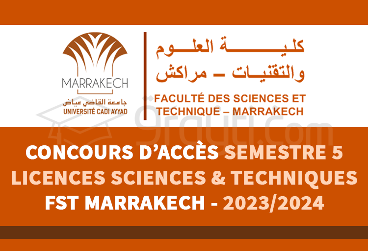 Concours S5 Des Licences En Sciences Et Techniques De FST Marrakech