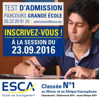 Test d'admission le 23 Septembre 2016 (ESCA Ecole de Management)