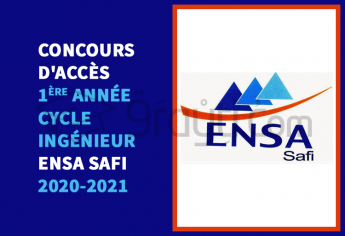 Concours d'accès en 1ère année du cycle d'ingénieur de l'ENSA Safi 2020-2021