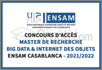 Concours d'accès au Master Recherche « Big Data et Internet des Objets » à l'ENSAM Casablanca 2021
