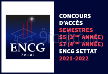 Concours d'accès en 3ème année (S5) et 4ème année (S7) de l'ENCG Settat 2021-2022