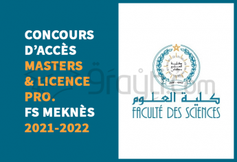 Concours d'accès aux Masters et Licence Professionnelle de FS Meknès 2021-2022
