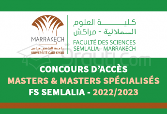 Concours d'accès aux Masters et Masters Spécialisés de la Faculté des Sciences Semlalia Marrakech 2022-2023