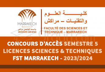 Concours S5 des Licences en Sciences et Techniques de FST Marrakech 2023-2024