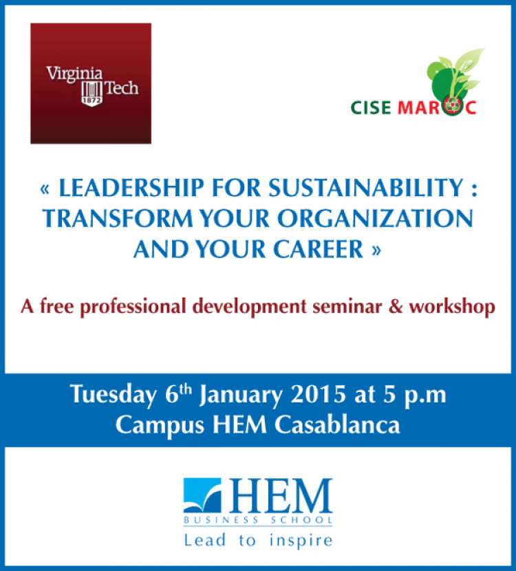 HEM - Séminaire gratuit sous le thème « Leadership for Sustainability : Transform your Organization and your Career » -