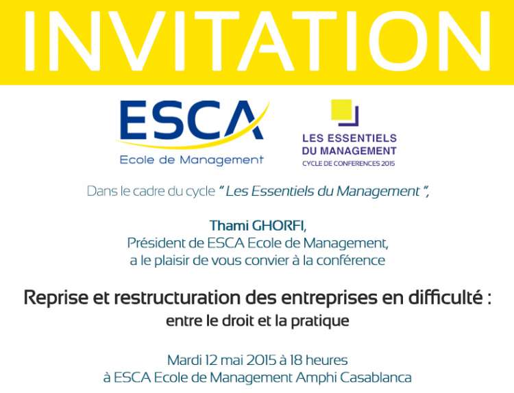 Conférence à ESCA "Reprise et restructuration des entreprises en